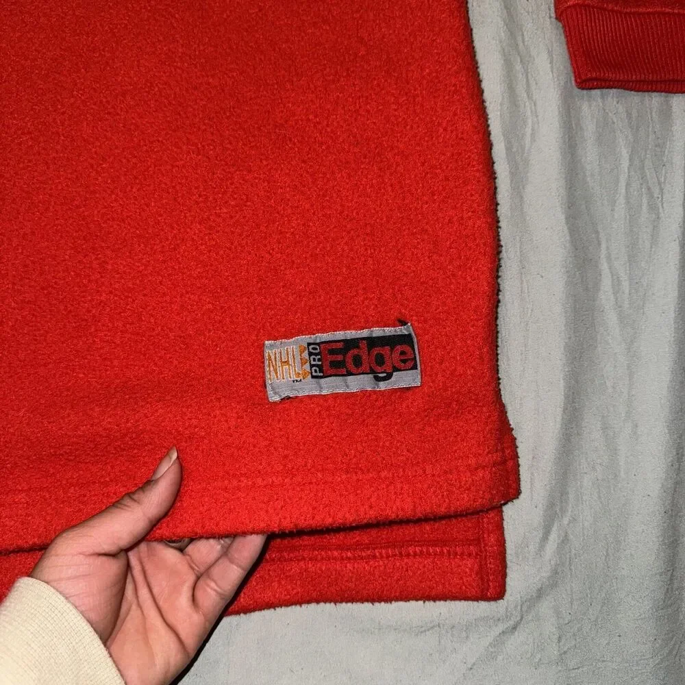 Vtg Pro Edge Hoodie Adult Large‎ Red Detroit Red Wings NHL Hockey Sport Fleece